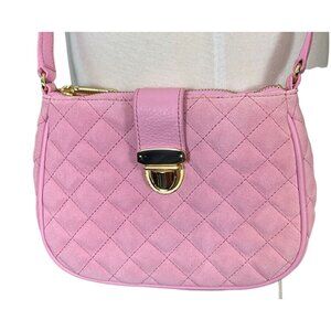 Talbots Pink Suede Quilted Crossbody Bag Gold Hardware 100% Leather